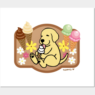 Yellow Labrador Ice Cream Lover Posters and Art